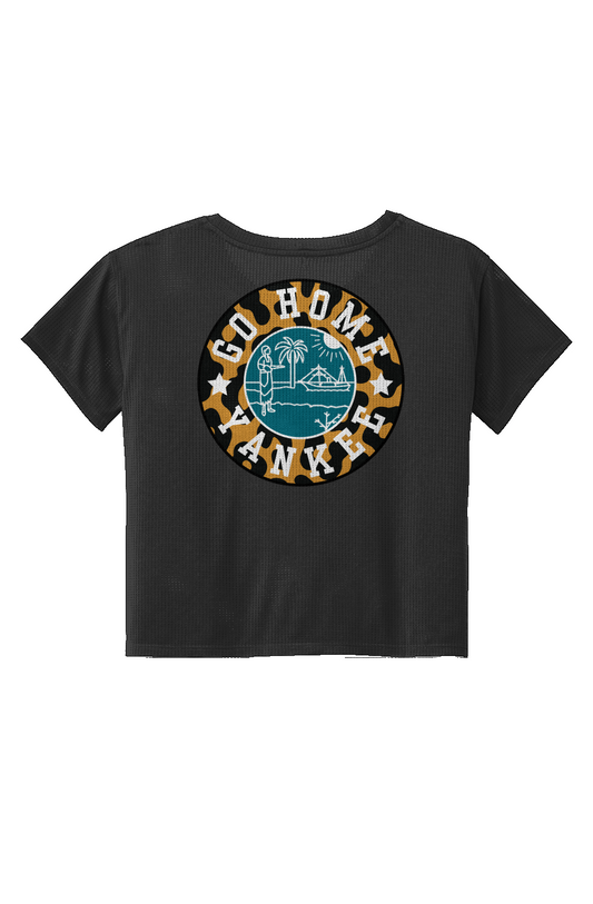 GoHomeYankee JaguarFootballColor Ladies Draft Crop Tee